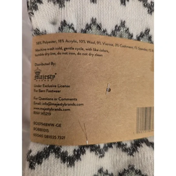 NWT Born Crew Socks Cashmere Wool Blend 2 Pack Women Shoe Sz 4-10 Green And Gray - Picture 4 of 5